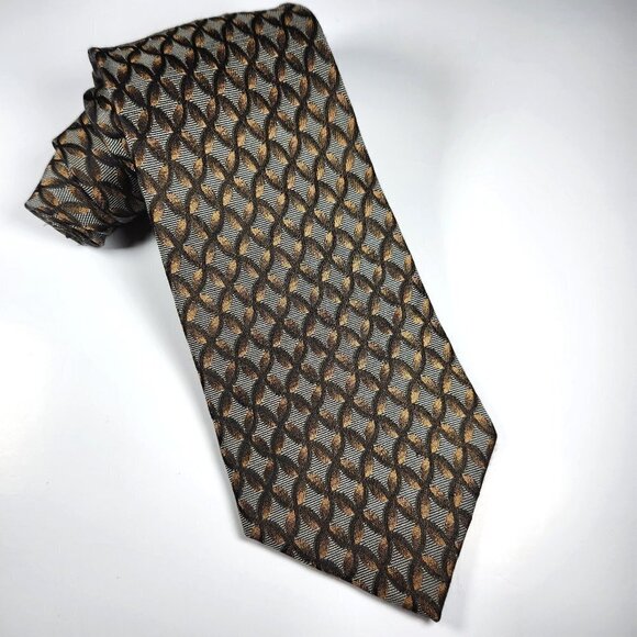 Oscar De La Renta Men's Necktie 100% Silk Made in USA Geometric Tie - Picture 1 of 9